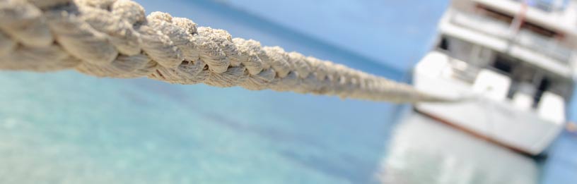 Boat with closeup of rope