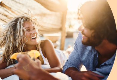 Happy couple at the beach