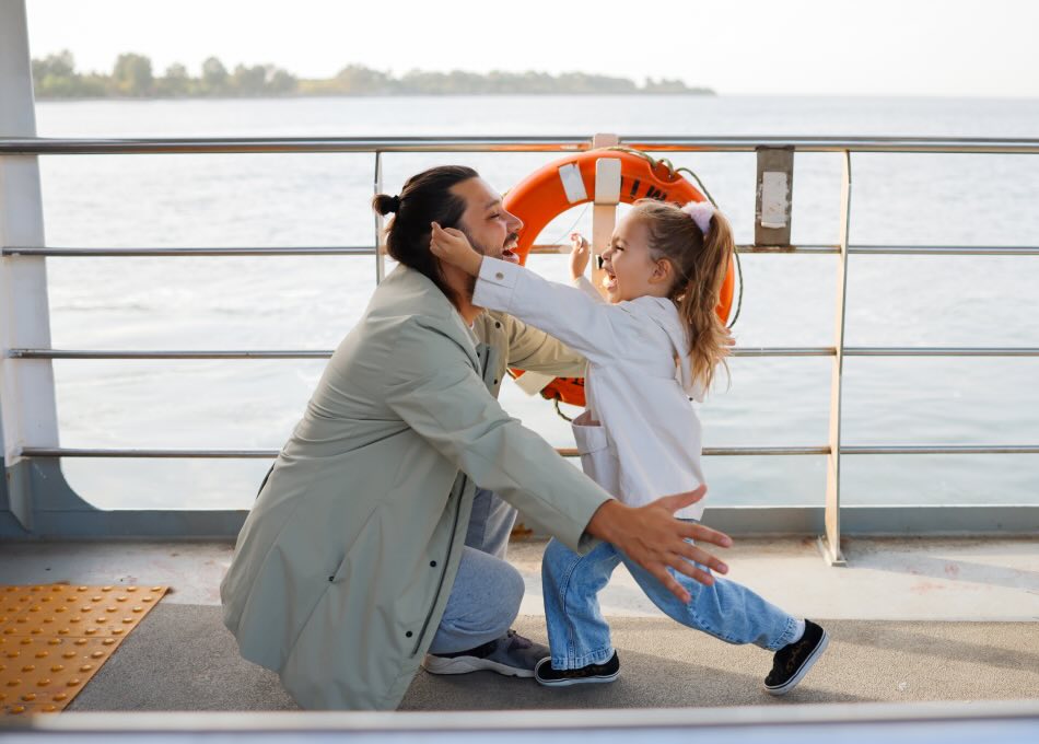 Dad and daughter on a cruise