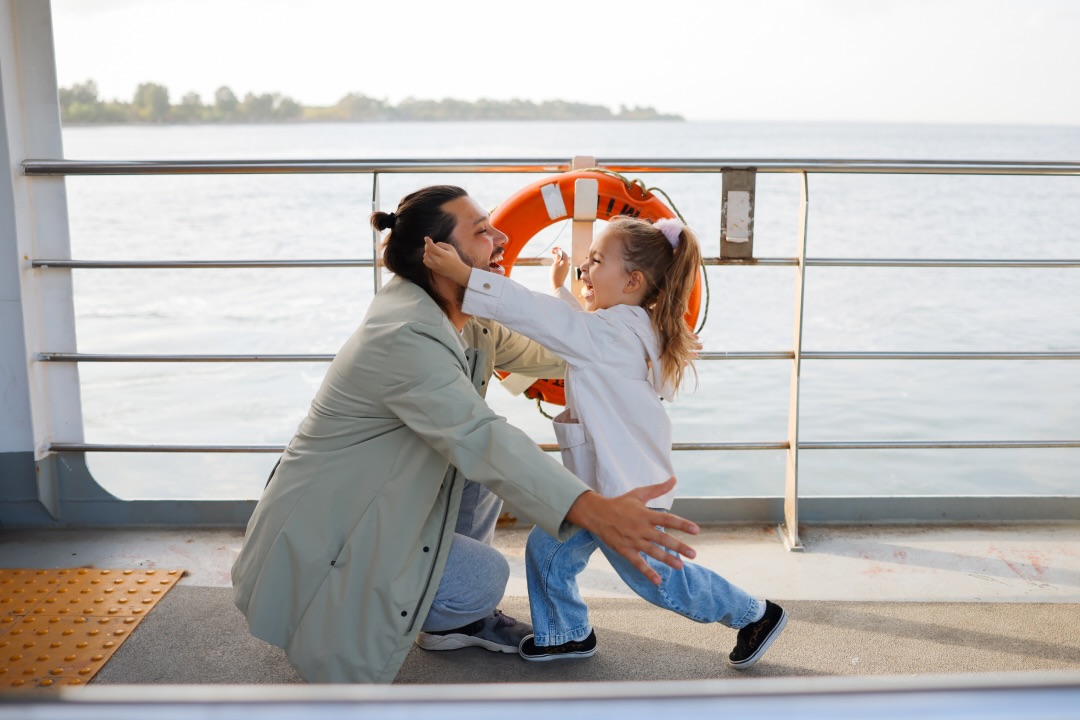 Dad and daughter on a cruise