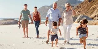 Multigenerational family at the beach