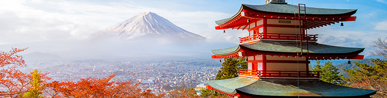 mt fuji and japanese temple