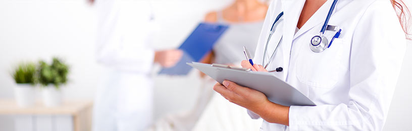 Doctor holding clipboard