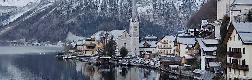 snowy hallstatt in austria