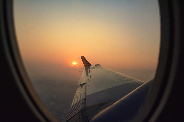 sunset on plane