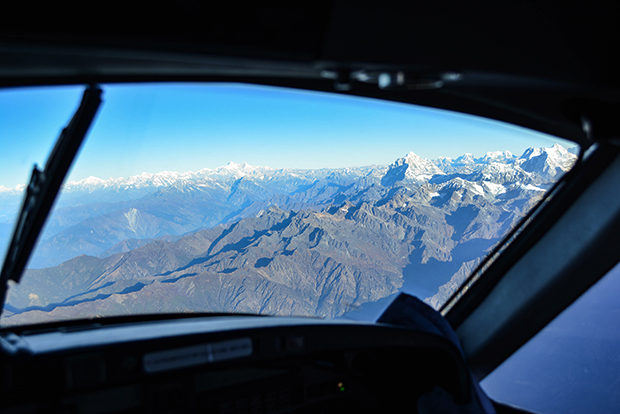 mountain from plane window