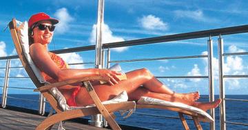 Woman in bikini on deckchair
