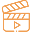 video clapperboard icon orange